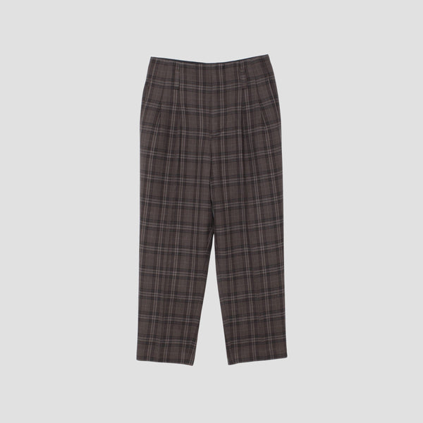TONAL CHECK WOOL TROUSERS