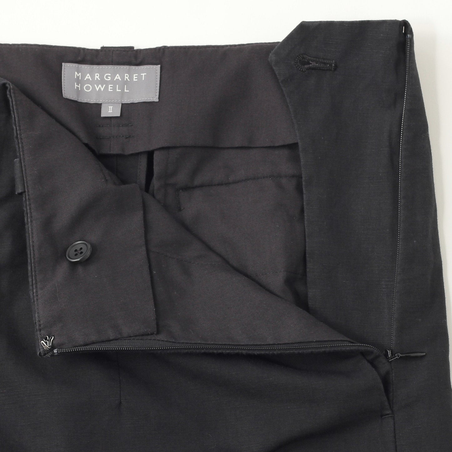 PLAIN WEAVE COTTON LINEN TROUSERS