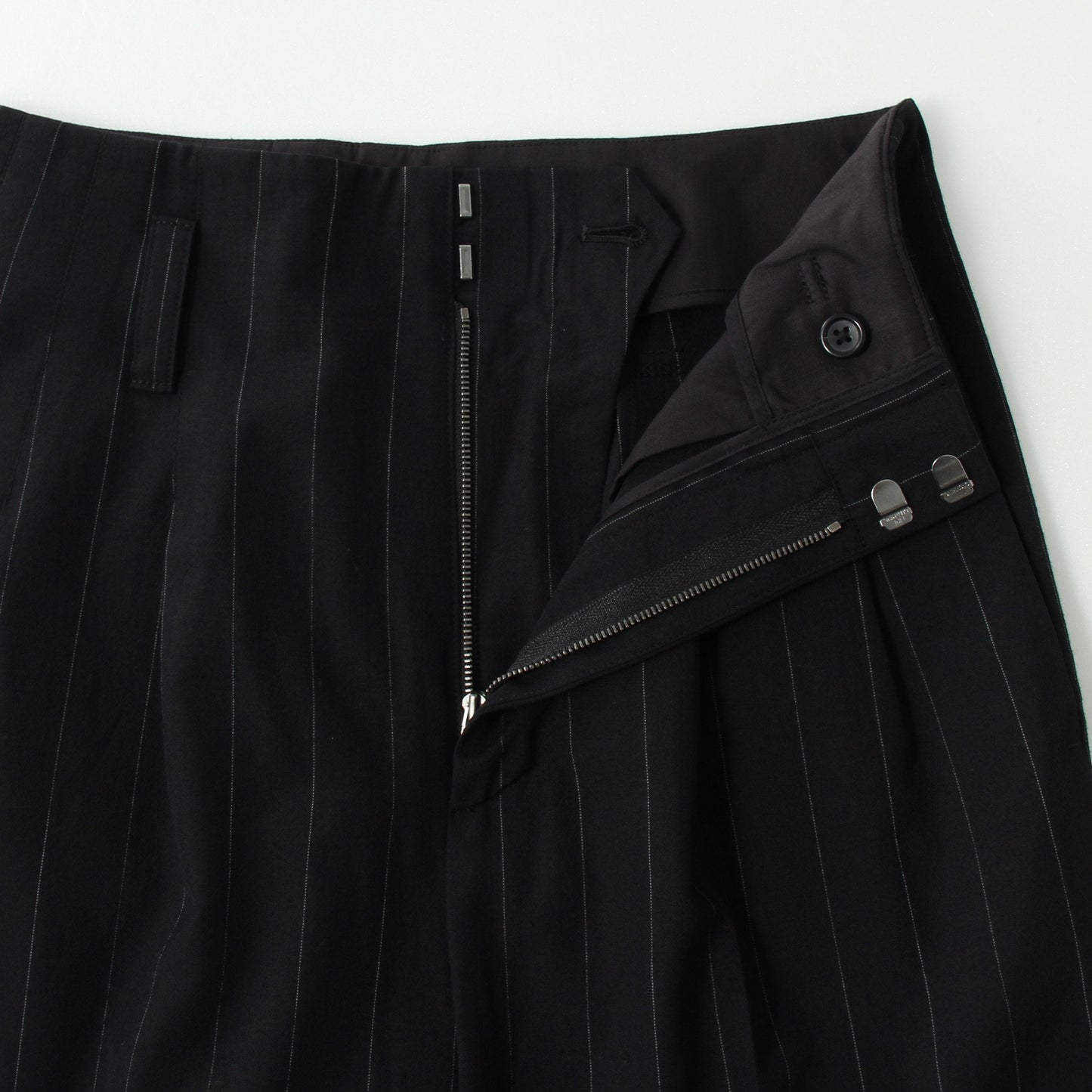 WIDE PINSTRIPE WOOL TROUSERS