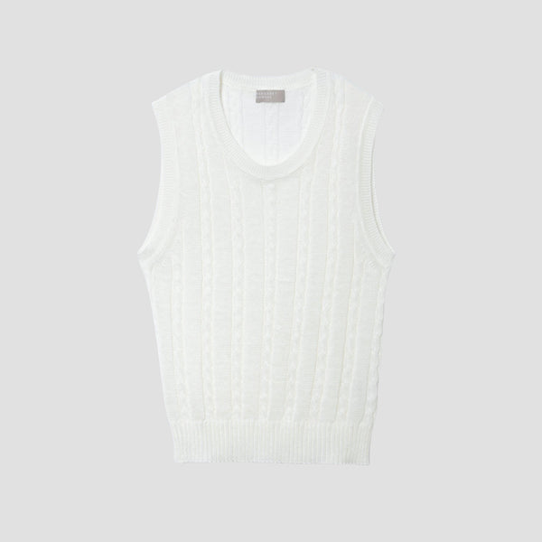 LINEN CABLE VEST KNIT