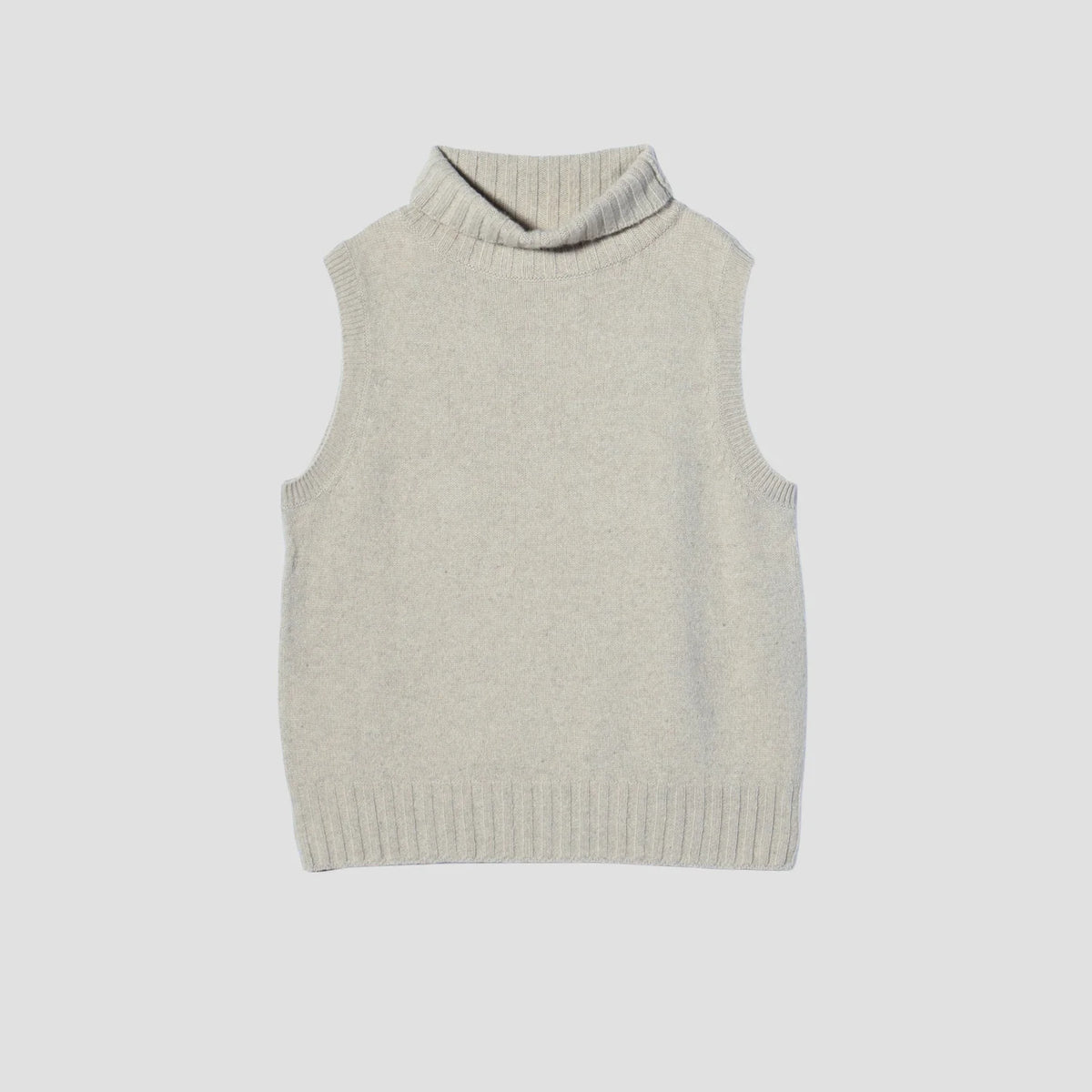 SLEEVELESS ROLL NECK KNIT