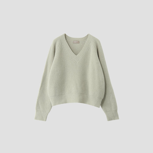 WOOL CASHMERE SILK V NECK JUMP KNIT