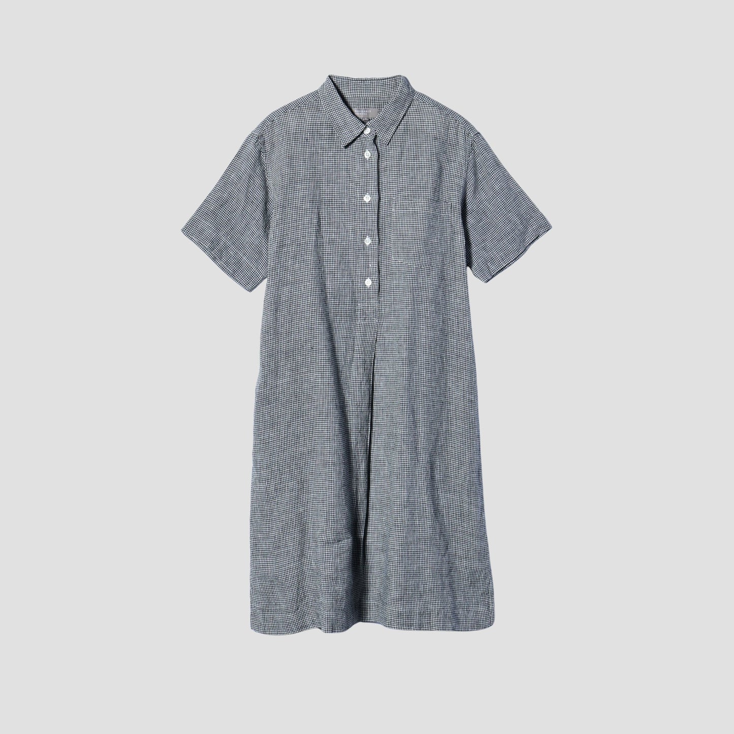 BLACK&WHITE SHIRTING LINEN DRESS
