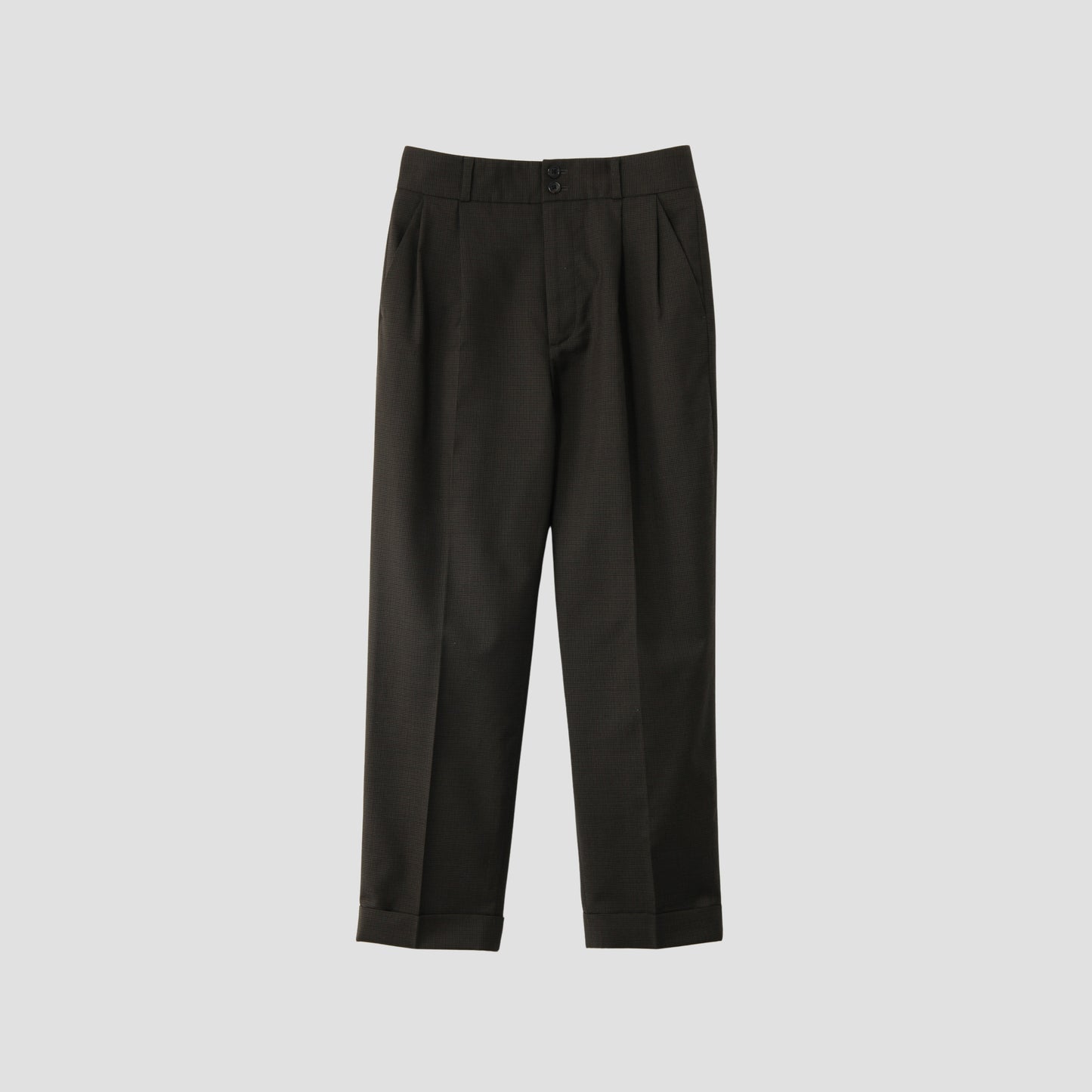 FINE CHECK WOOL TROUSERS