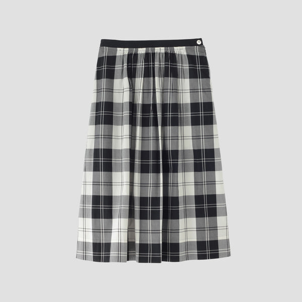 MONO CHECK SILK COTTON SKIRT