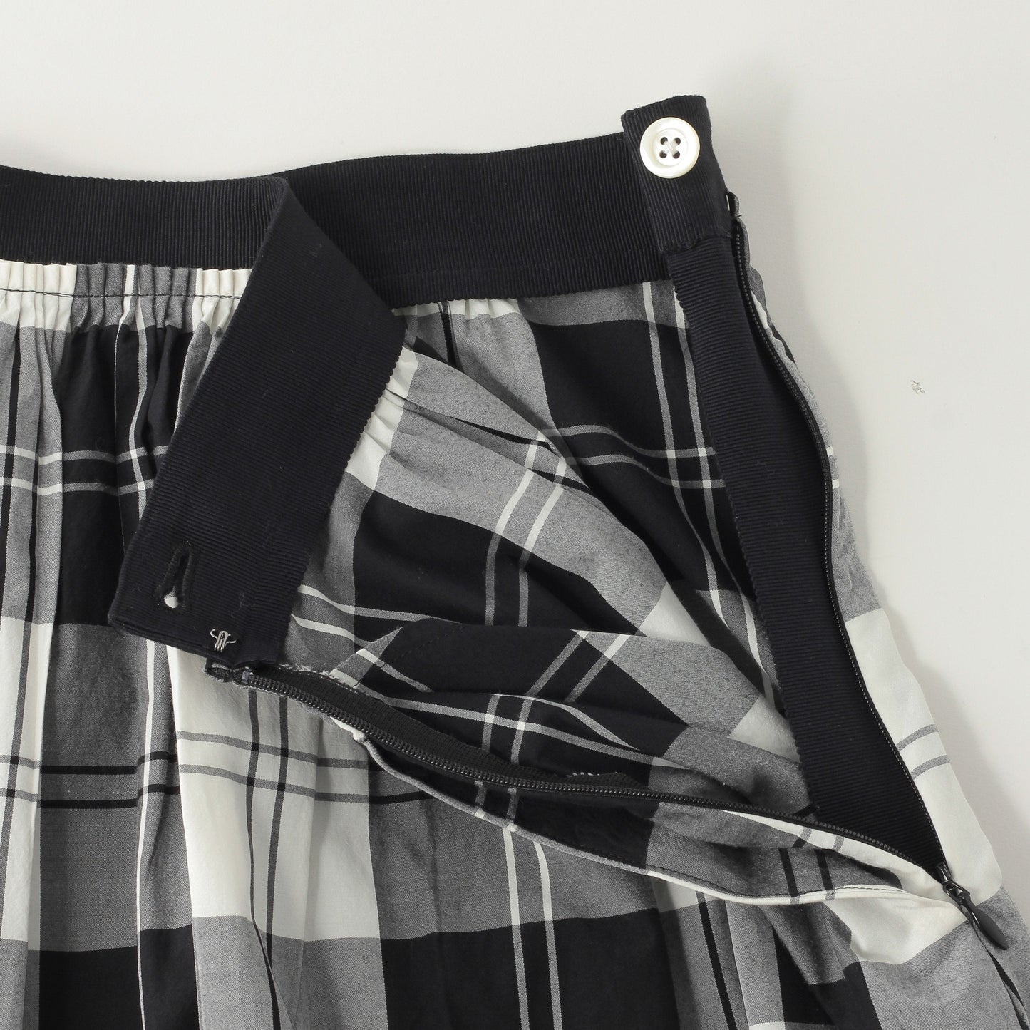 MONO CHECK SILK COTTON SKIRT