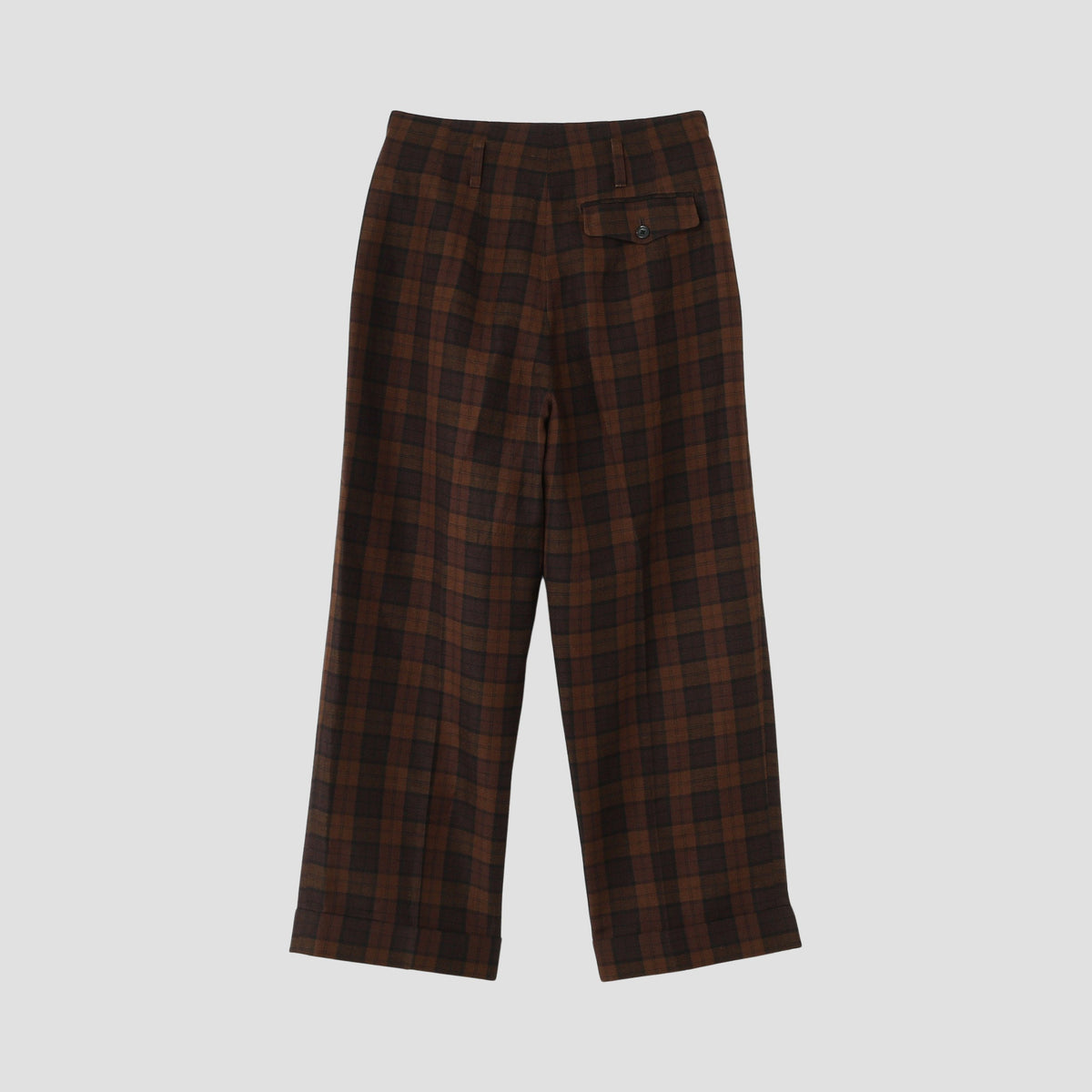 CHECK WOOL LINEN BLEND TROUSERS