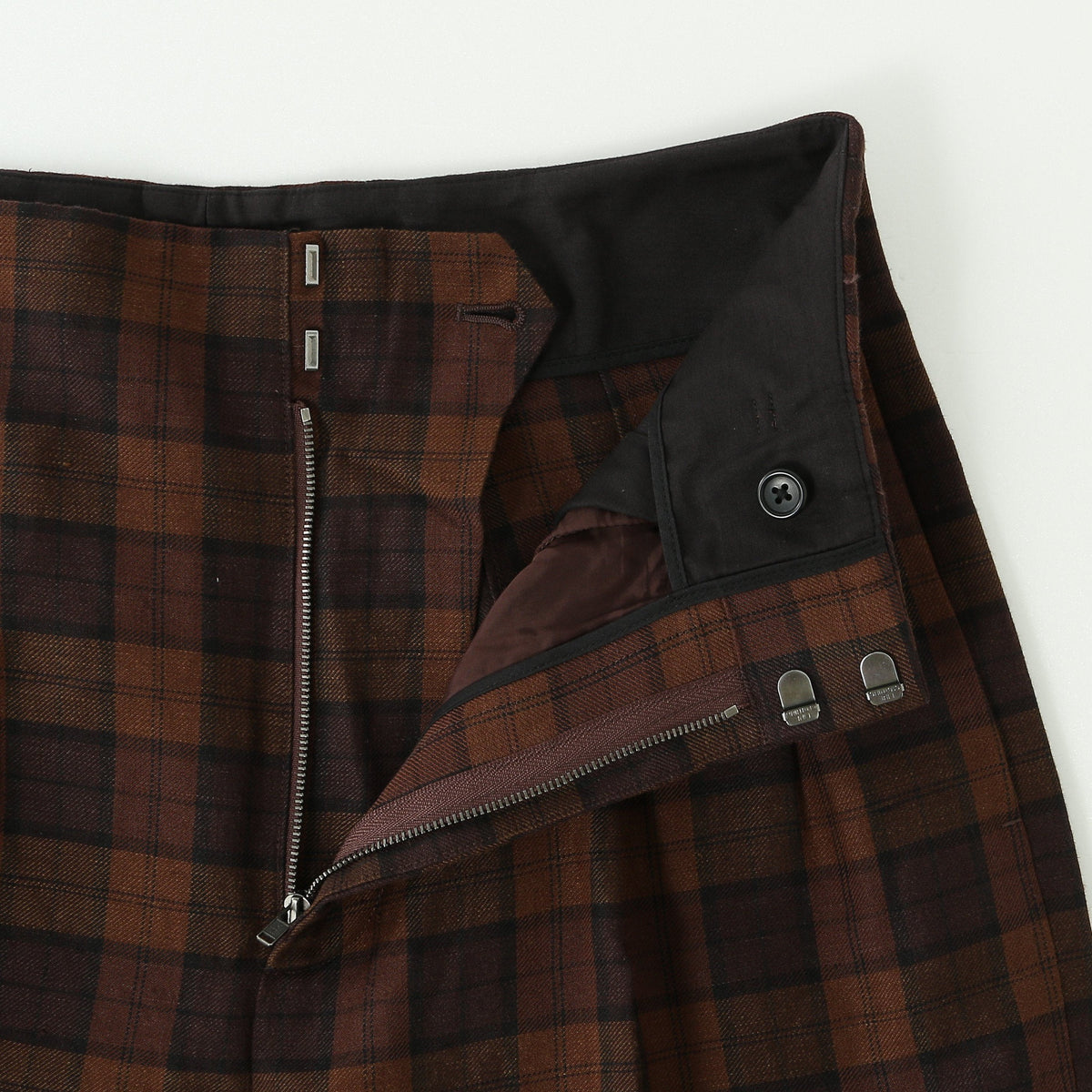 CHECK WOOL LINEN BLEND TROUSERS