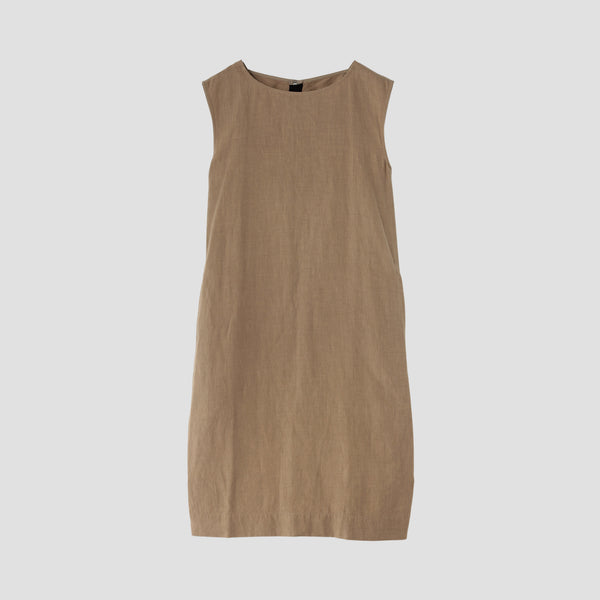 HIGH DENSE LINEN POPLIN DRESS