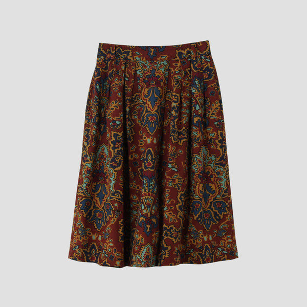 PAISLEY COTTON LINEN TWILL SKIRT