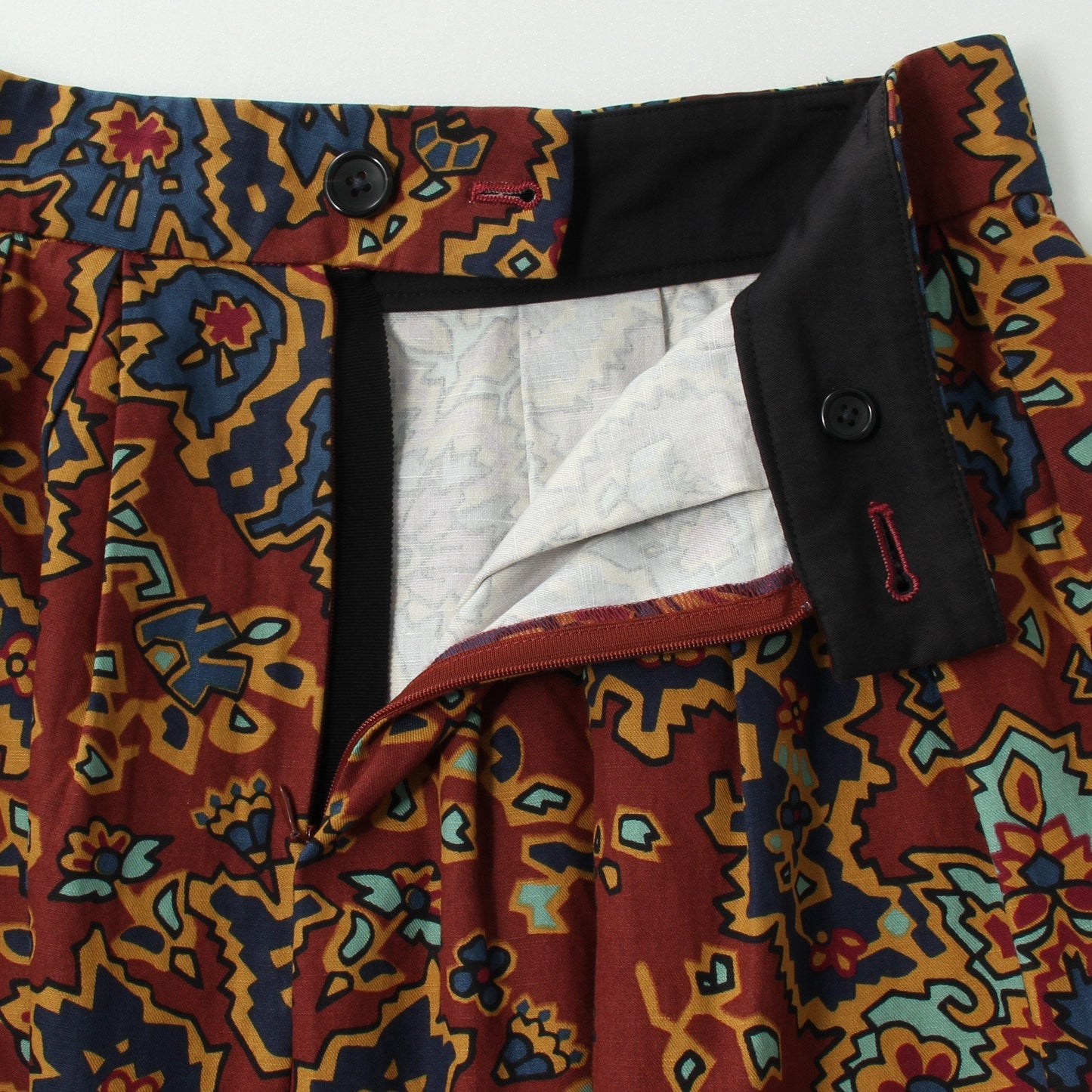 PAISLEY COTTON LINEN TWILL SKIRT