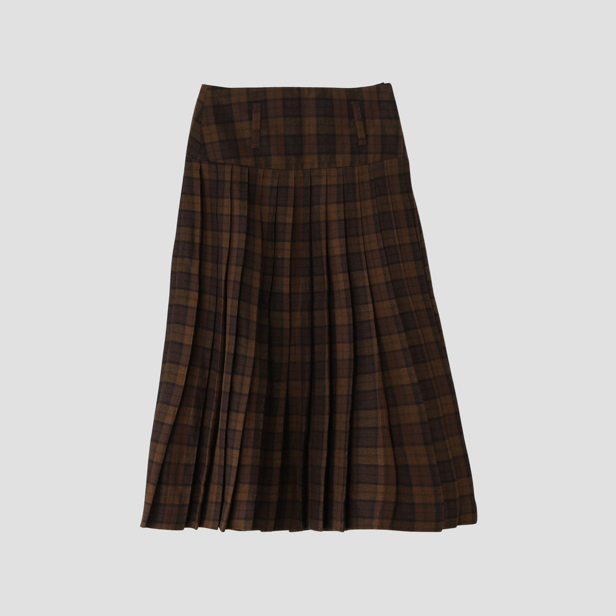 CHECK WOOL LINEN BLEND SKIRT