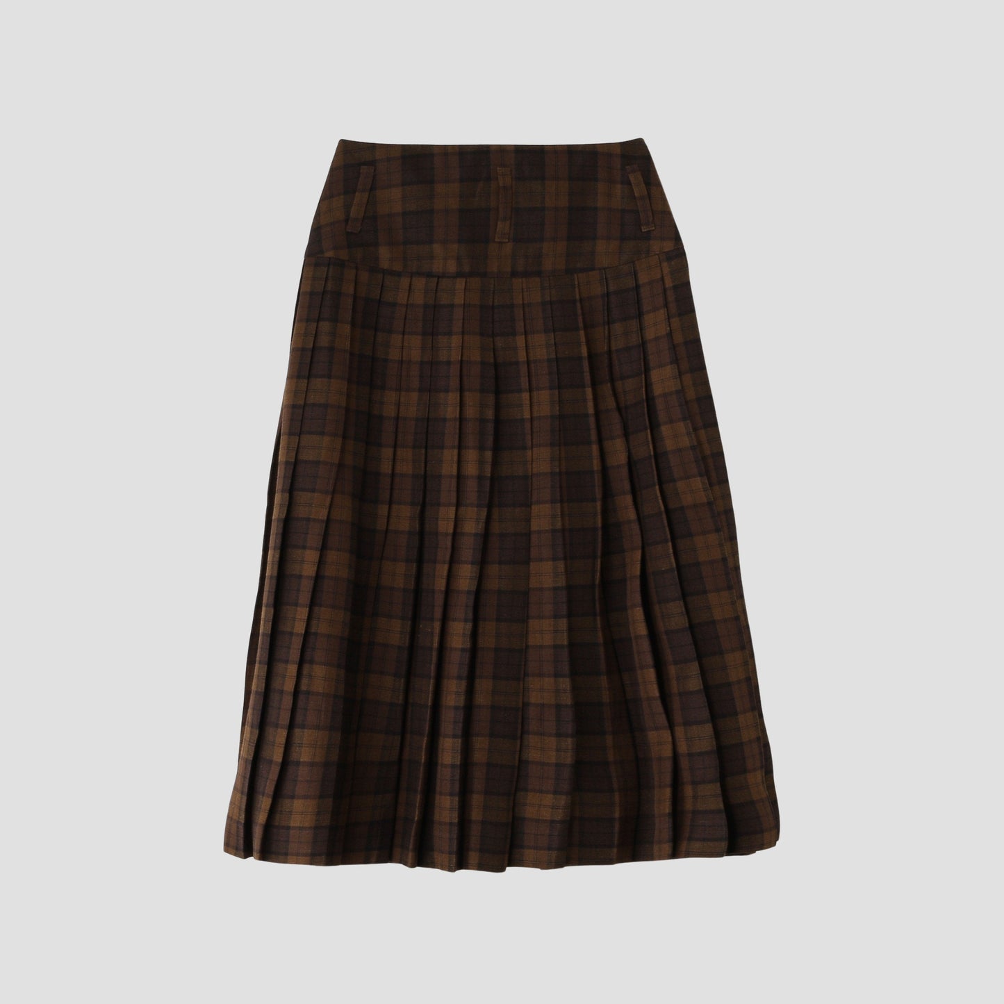 CHECK WOOL LINEN BLEND SKIRT