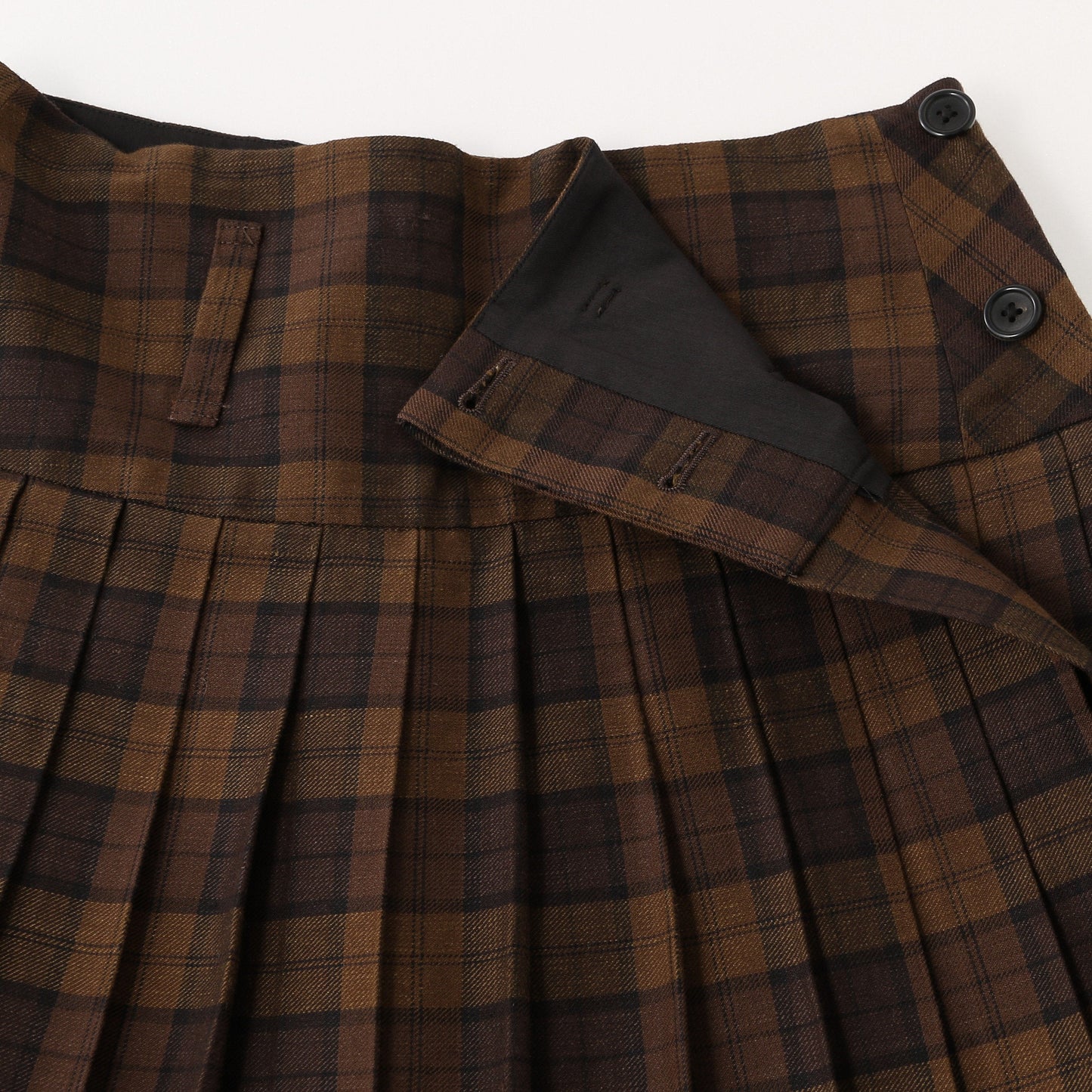 CHECK WOOL LINEN BLEND SKIRT