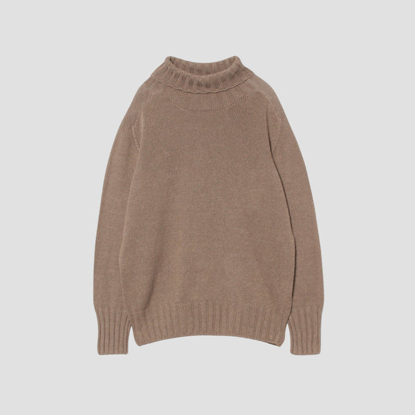 LINEN COTTON WIDE ROLL NECK KNIT