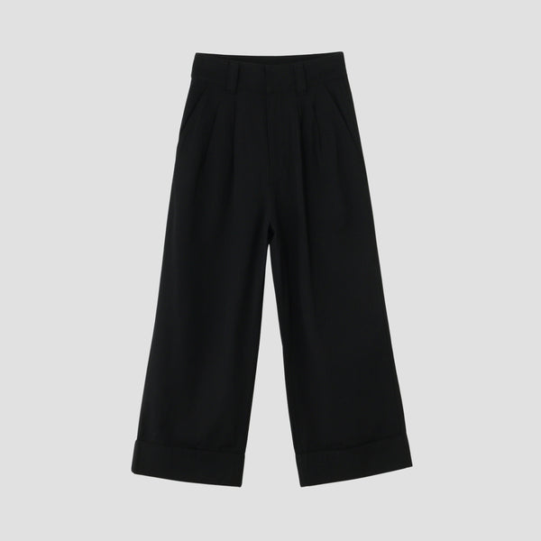WOOL COTTON TWILL TROUSERS