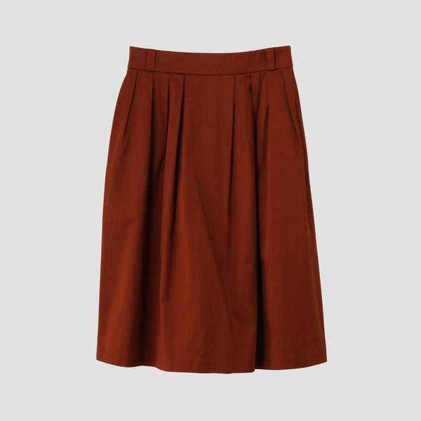 WASHED COTTON SATEEN SKIRT