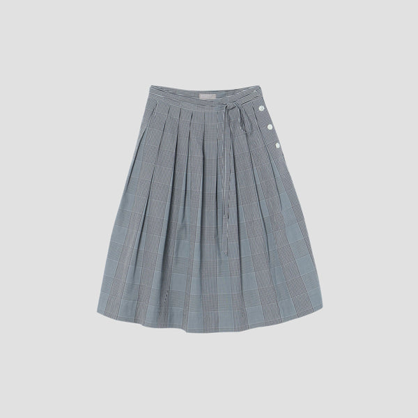 GINGHAM OVERCHECK COTTON SKIRT