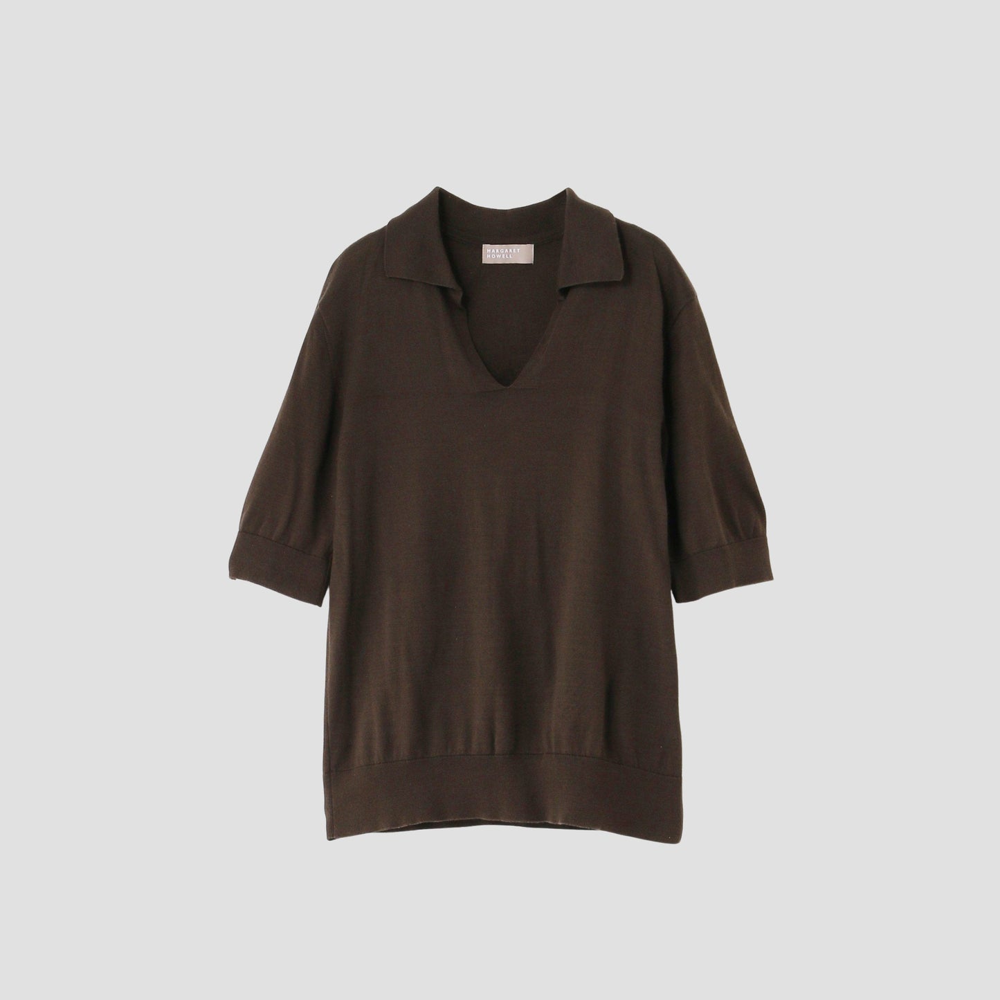 PLAIN OPEN COLLAR JUMPER KNIT