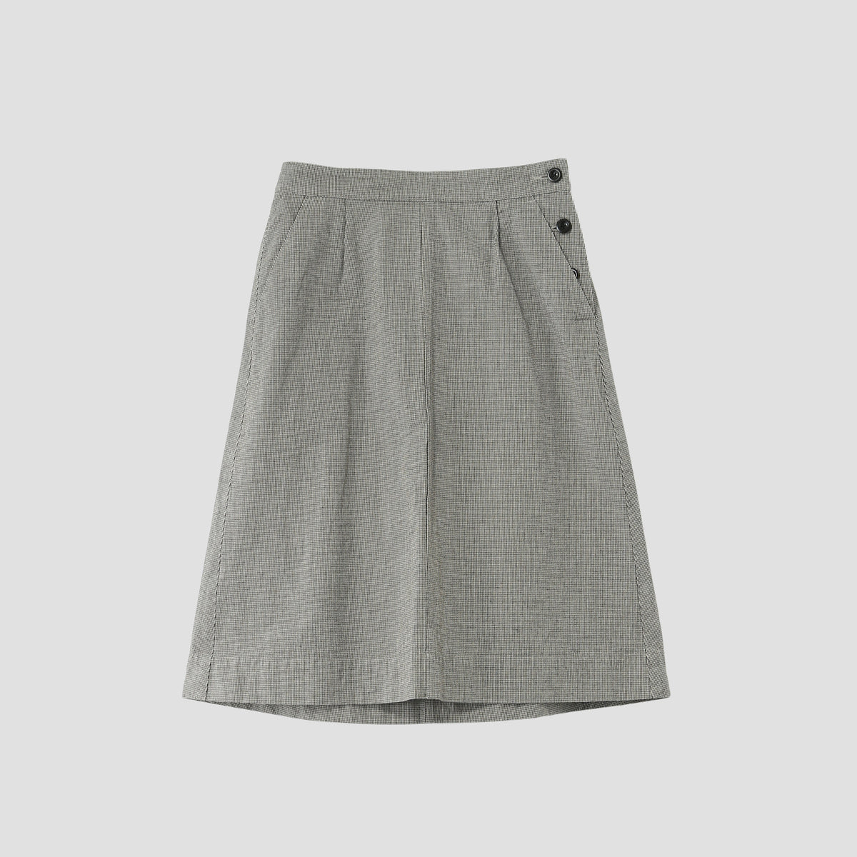 CHEF CHECK COTTON LINEN SKIRT