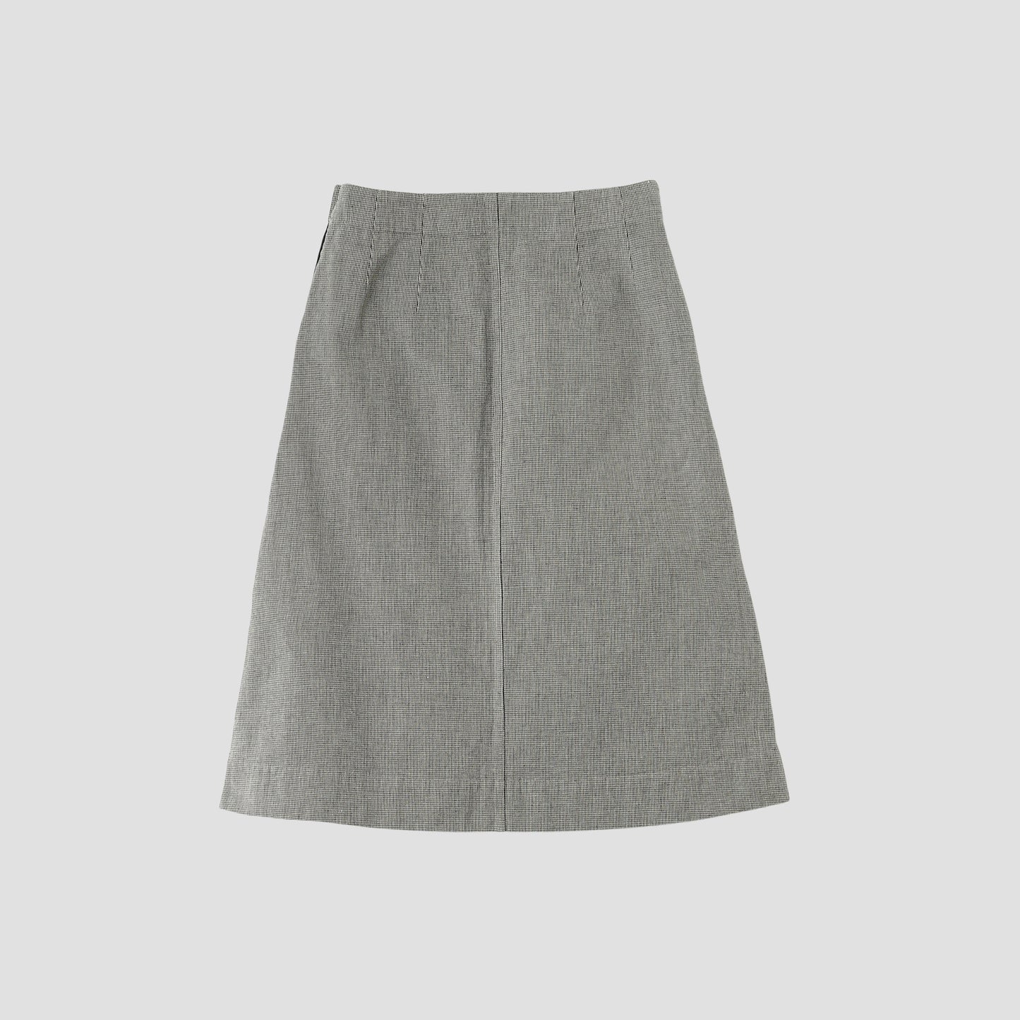 CHEF CHECK COTTON LINEN SKIRT