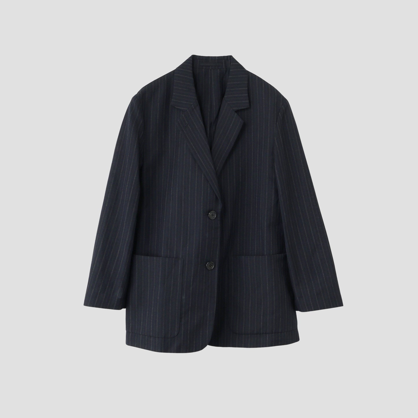 CHALK STRIPE LINEN WOOL JACKET
