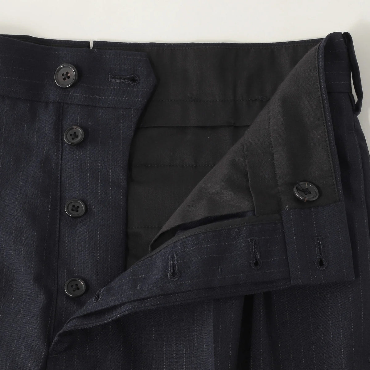 FINE CHALK STRIPE WOOL TROUSERS