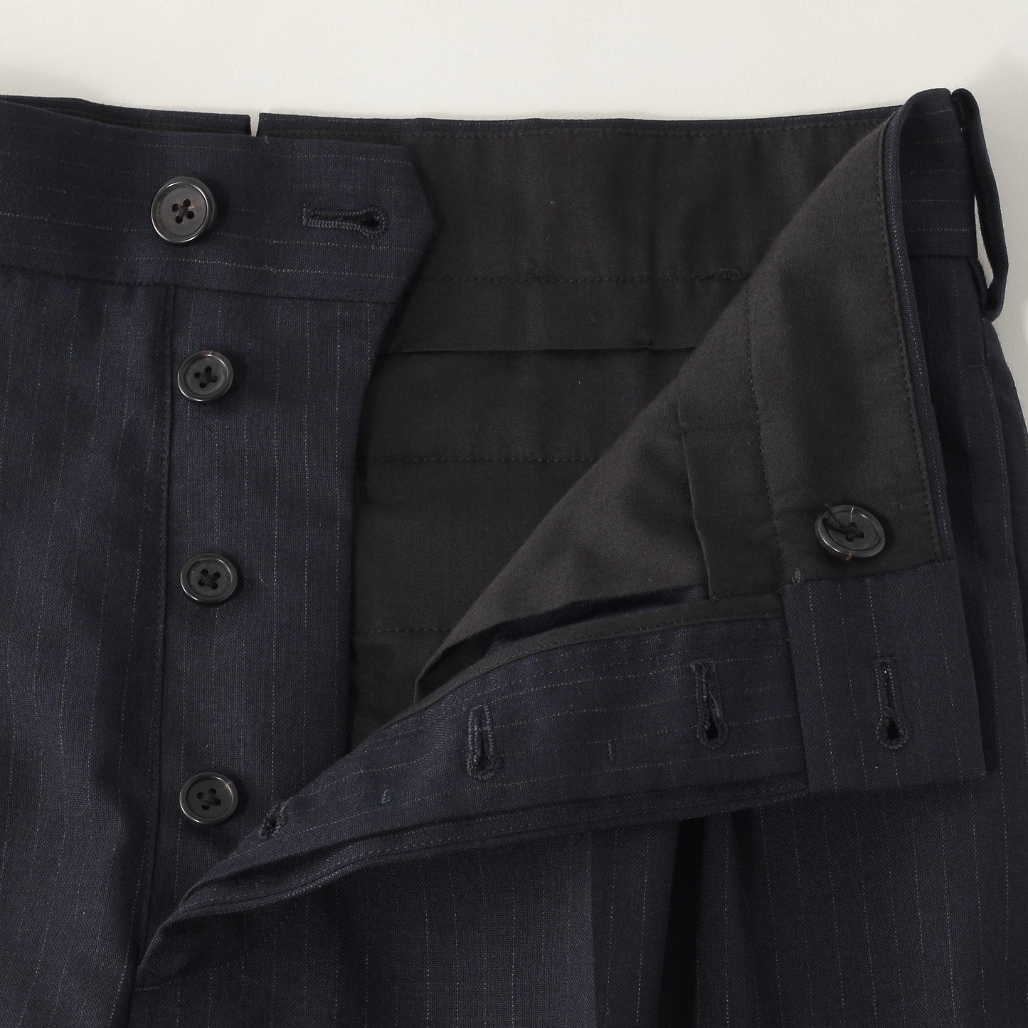 FINE CHALK STRIPE WOOL TROUSERS