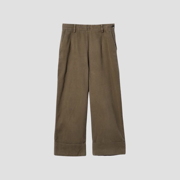 WASHED COTTON TWILL TROUSERS