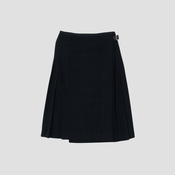 BLACK WINDOWPANE CHECK SKIRT