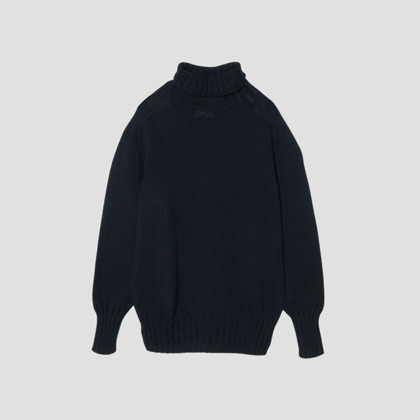 LINEN COTTON WIDE ROLL NECK KNIT