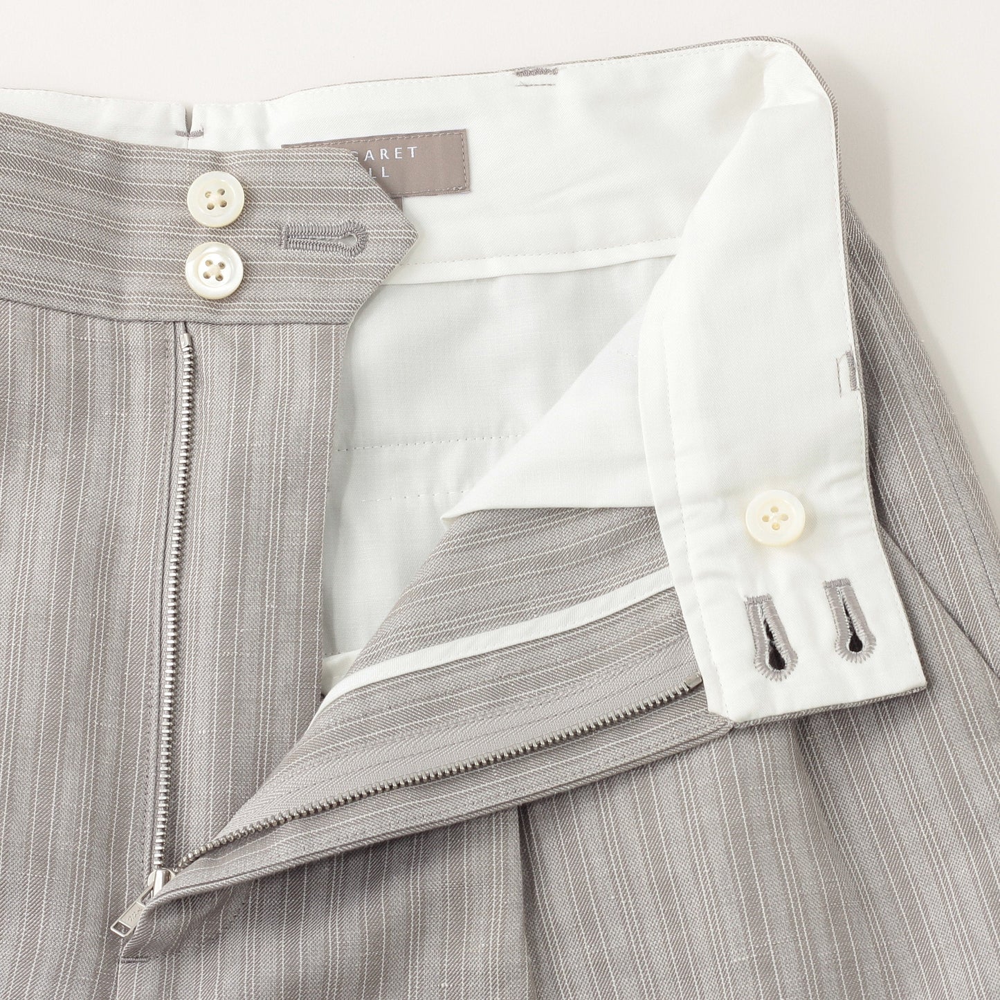 MORNING STRIPE COTTON LINEN TROUSERS