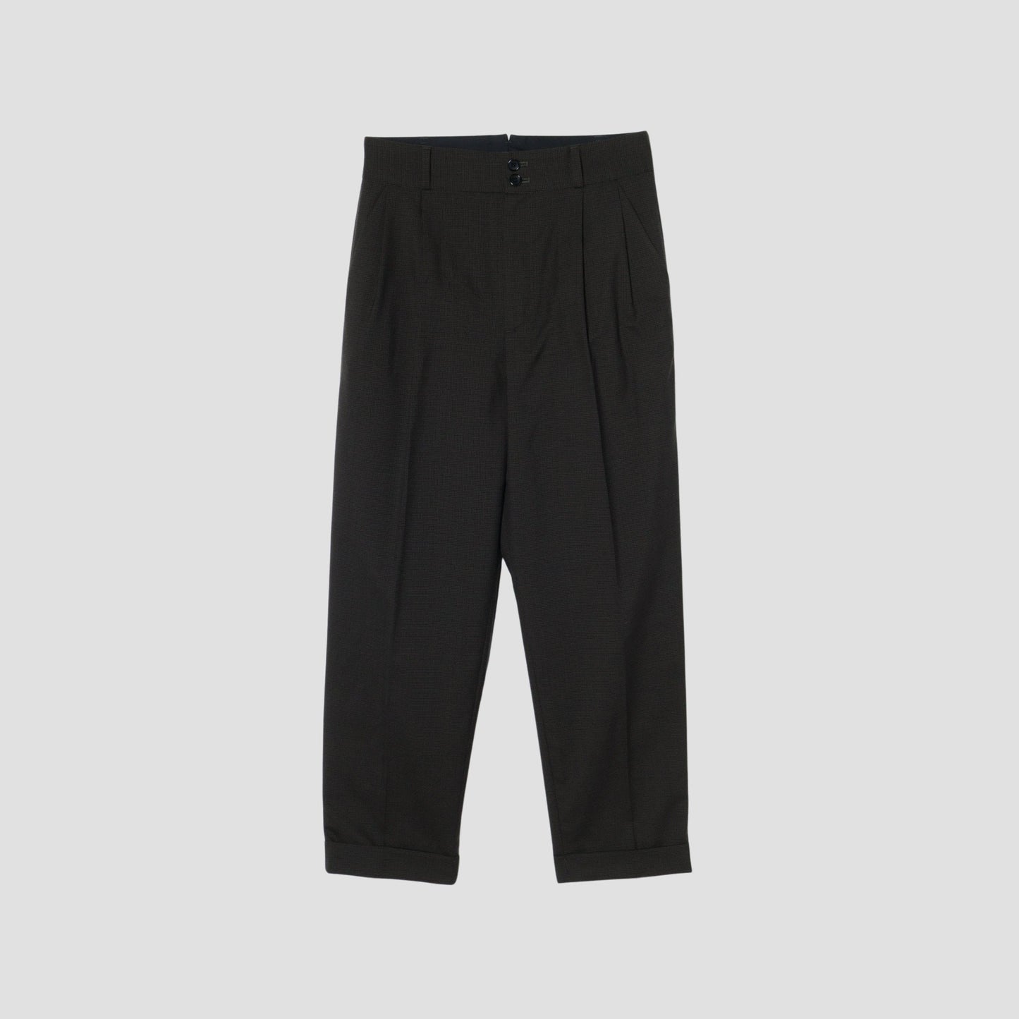 FINE CHECK WOOL TROUSERS
