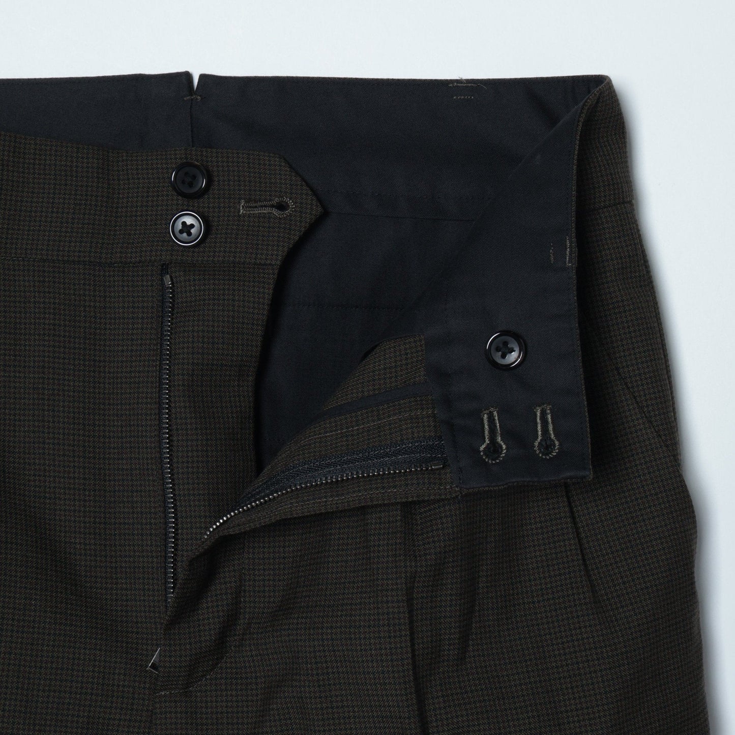 FINE CHECK WOOL TROUSERS