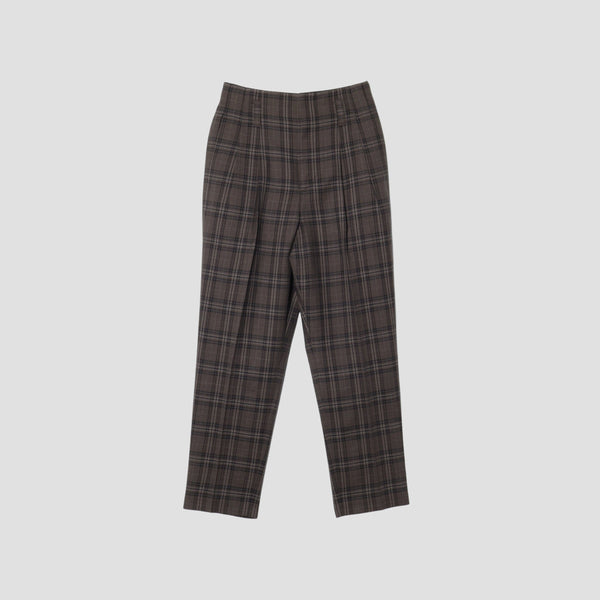TONAL CHECK WOOL TROUSERS