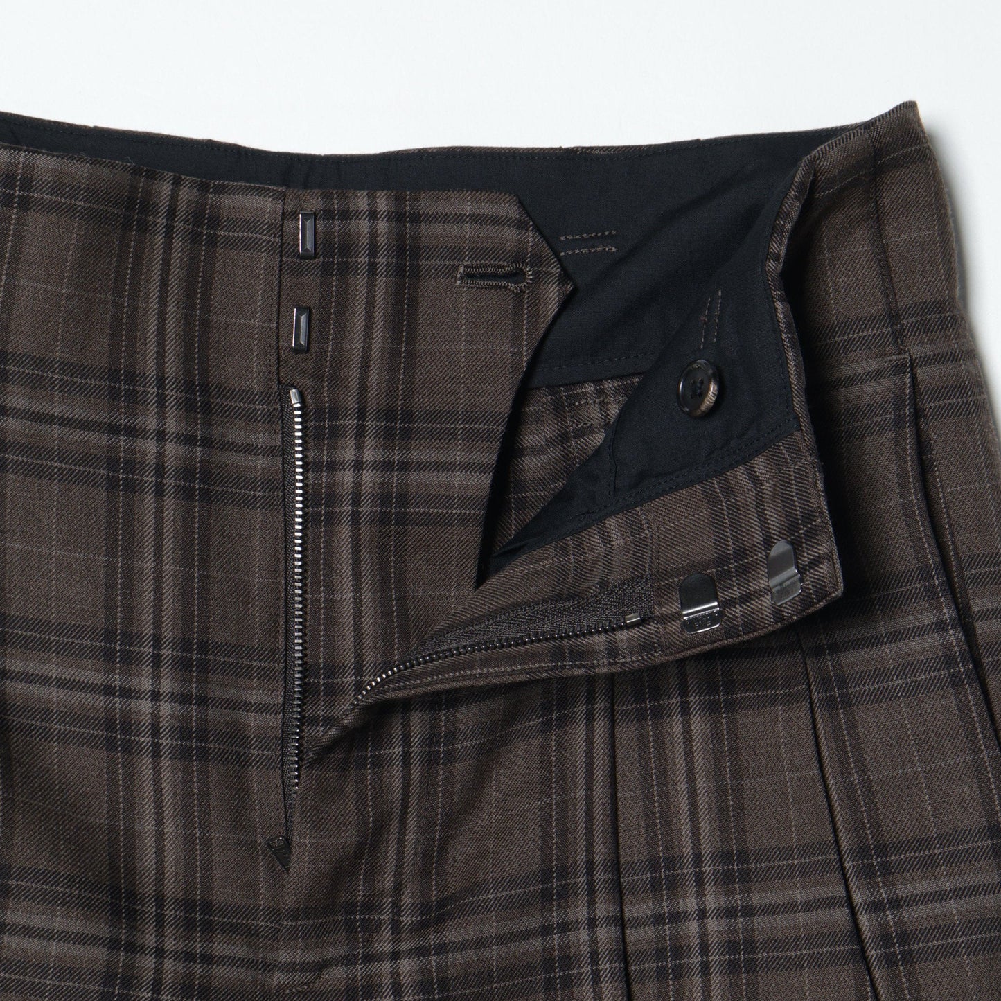 TONAL CHECK WOOL TROUSERS