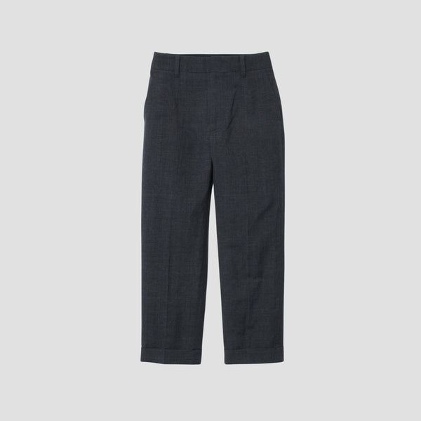 PRINCE OF WALES CHECK WOOL LINEN TROUSERS