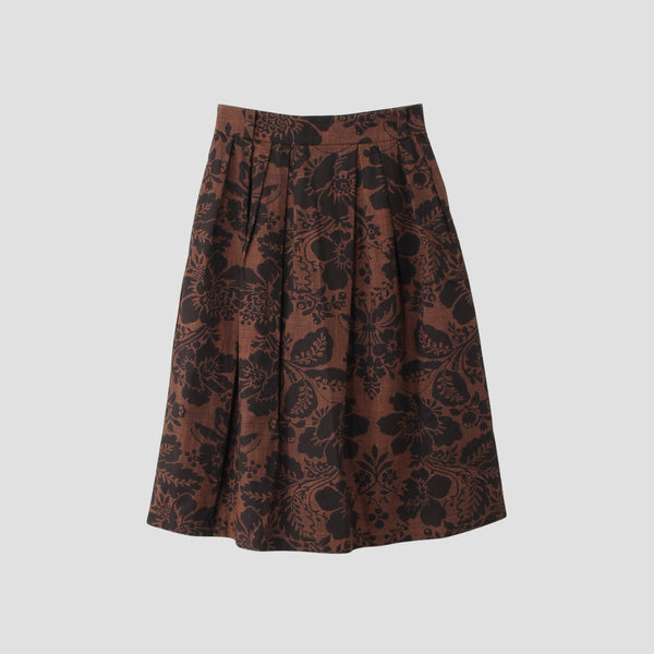 DAMASK COTTON LINEN TWILL SKIRT