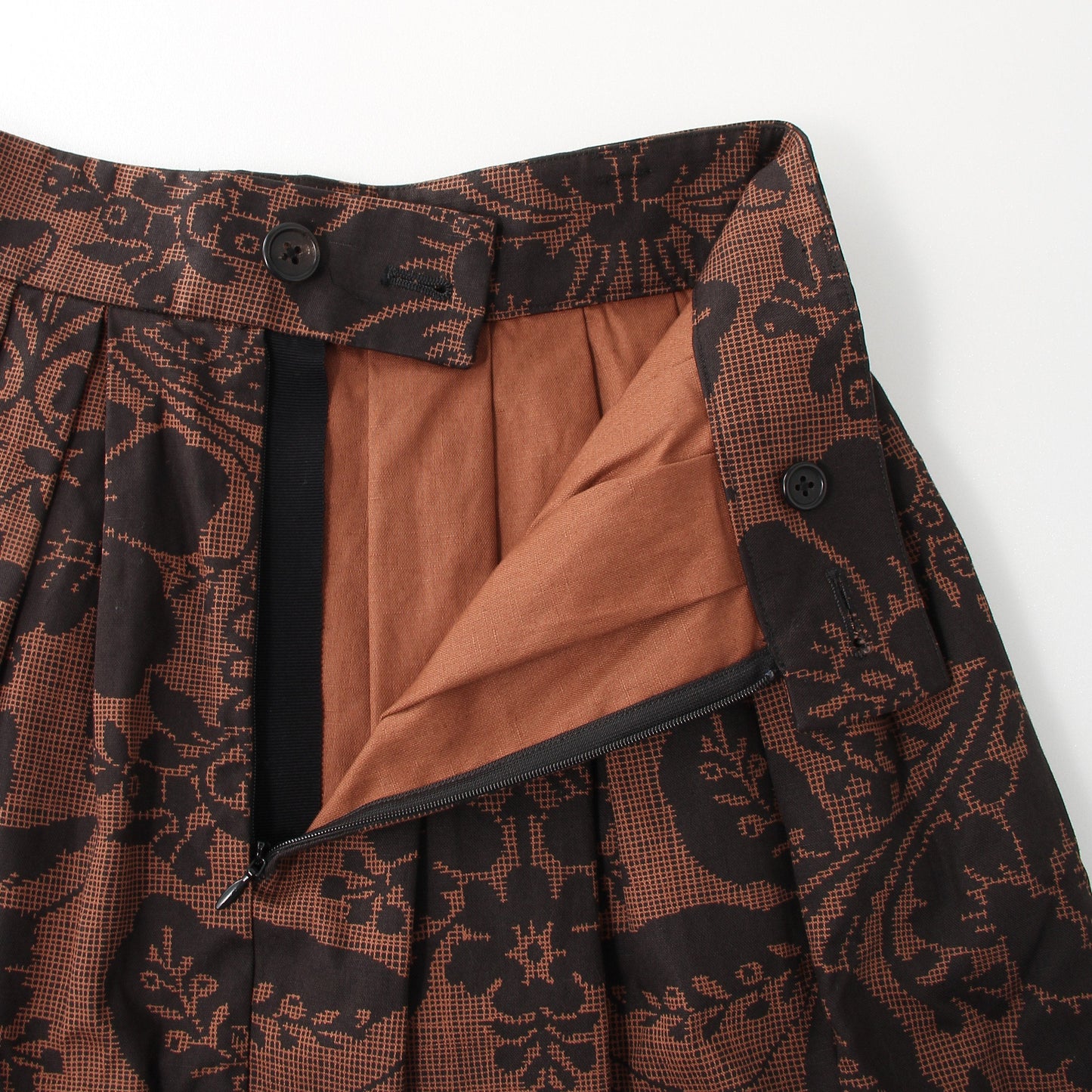 DAMASK COTTON LINEN TWILL SKIRT