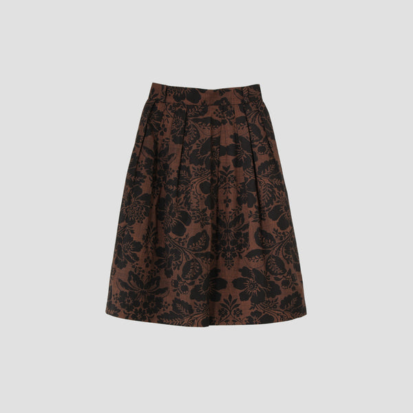 DAMASK COTTON LINEN TWILL SKIRT
