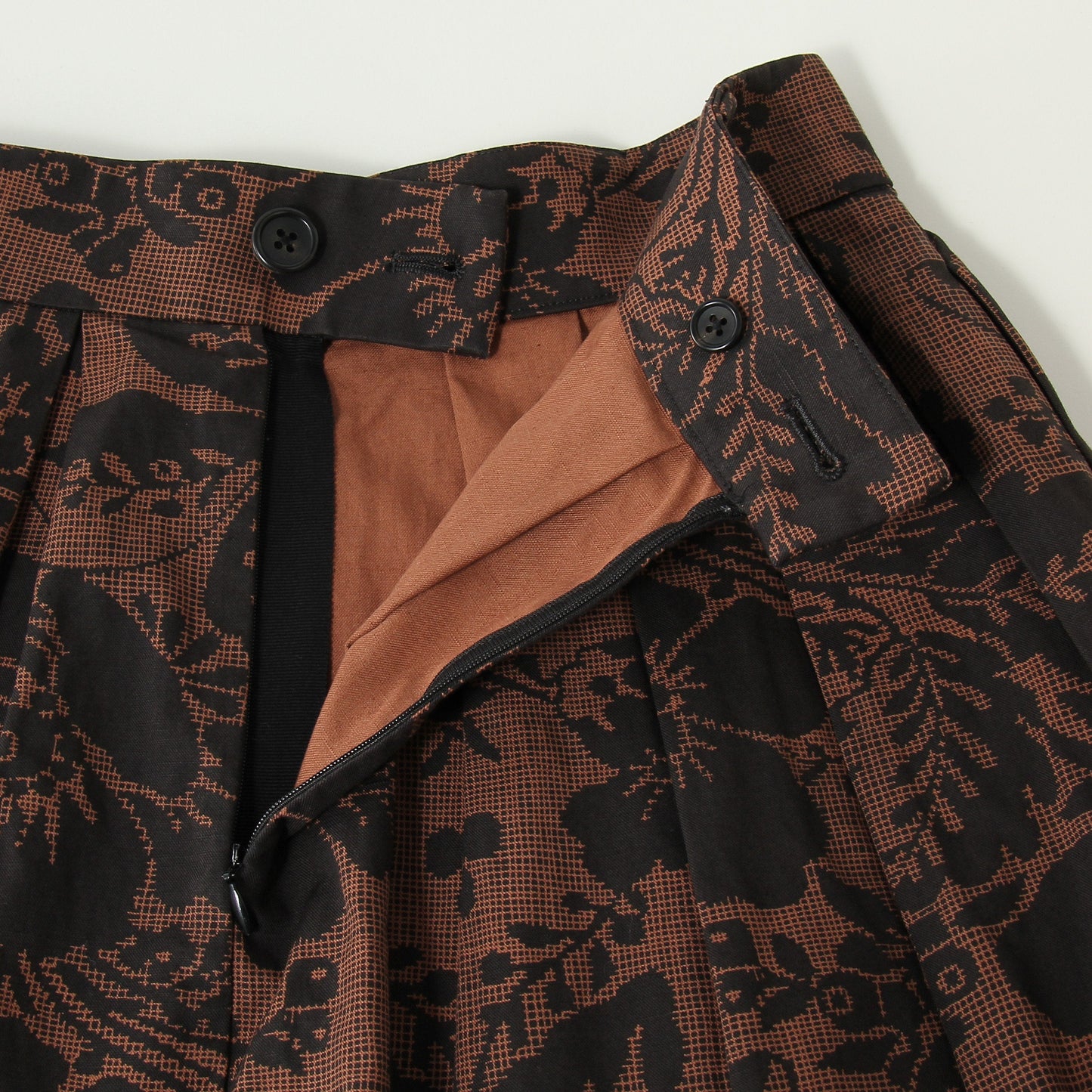 DAMASK COTTON LINEN TWILL SKIRT