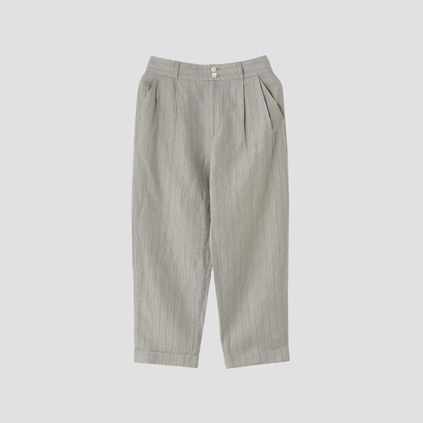 MORNING STRIPE COTTON LINEN TROUSERS
