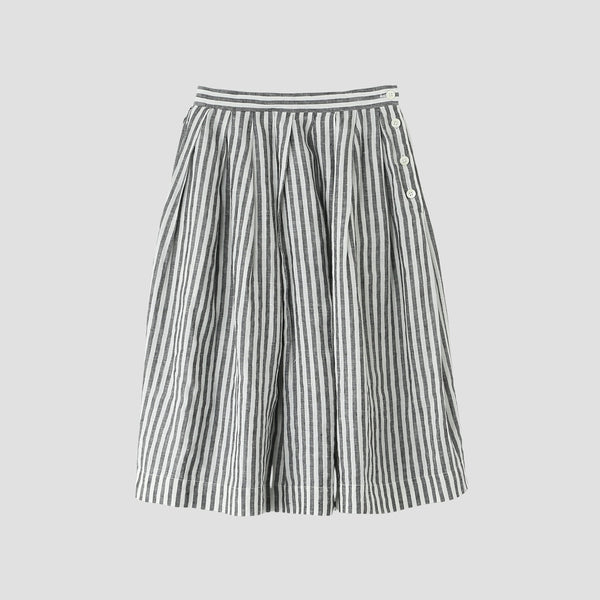 BLACK & WHITE SHIRTING LINEN SKIRT