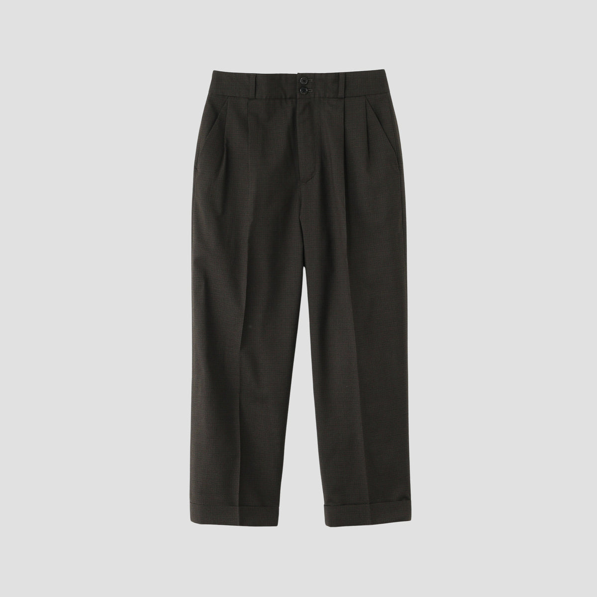 FINE CHECK WOOL TROUSERS