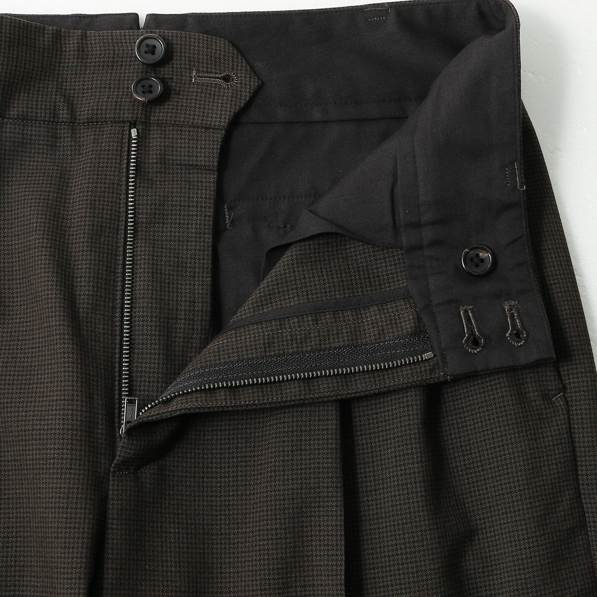FINE CHECK WOOL TROUSERS