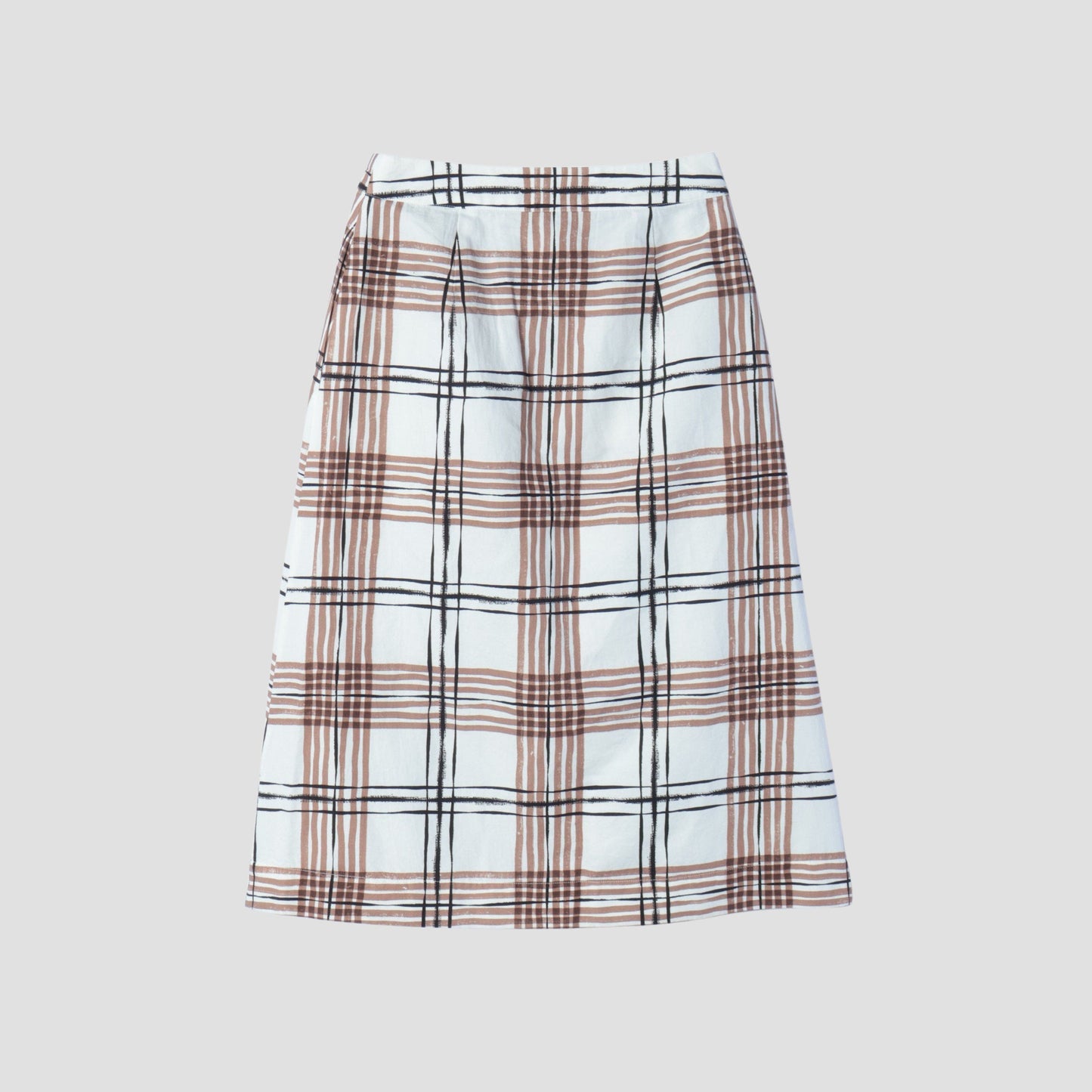 PAINTED CHECK COTTON LINEN SKIRT