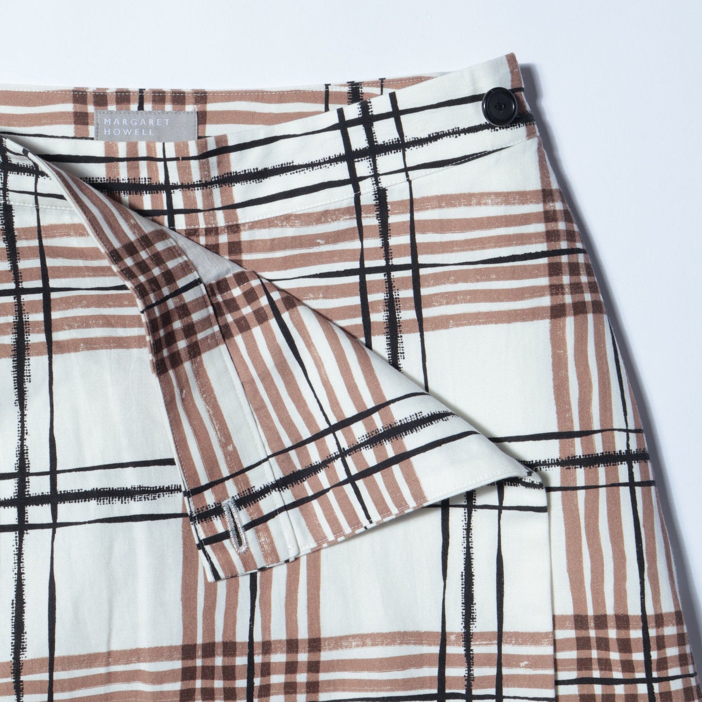 PAINTED CHECK COTTON LINEN SKIRT