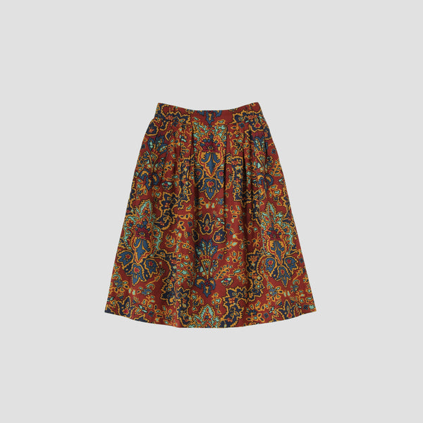 PAISLEY COTTON LINEN TWILL SKIRT