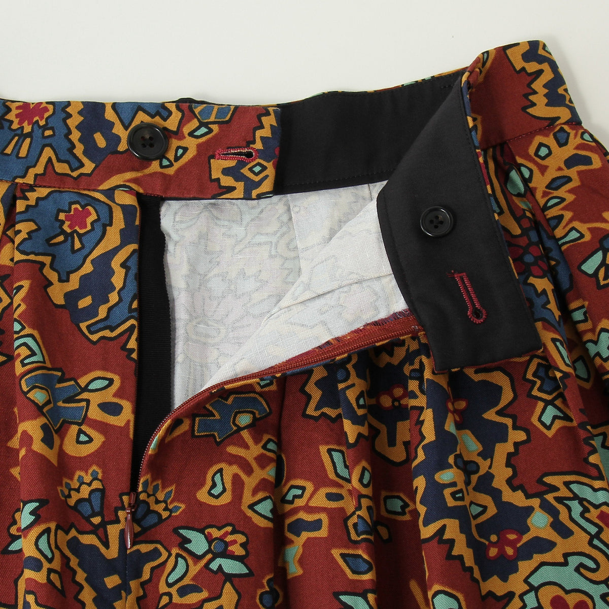 PAISLEY COTTON LINEN TWILL SKIRT