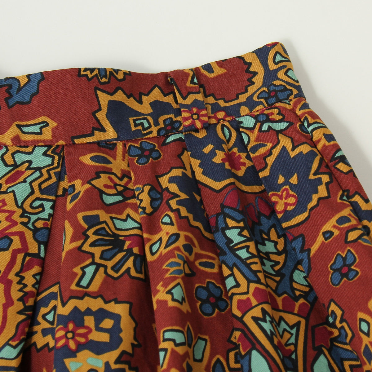 PAISLEY COTTON LINEN TWILL SKIRT